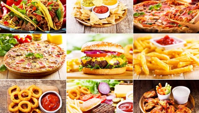 collage of various fast food products