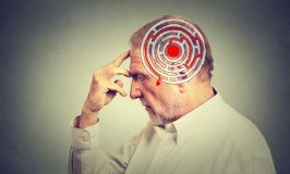 Side profile elderly man solving problem thinking isolated on gray wall background. Human face expression. Decision wisdom strategy concept. Emotional intelligence